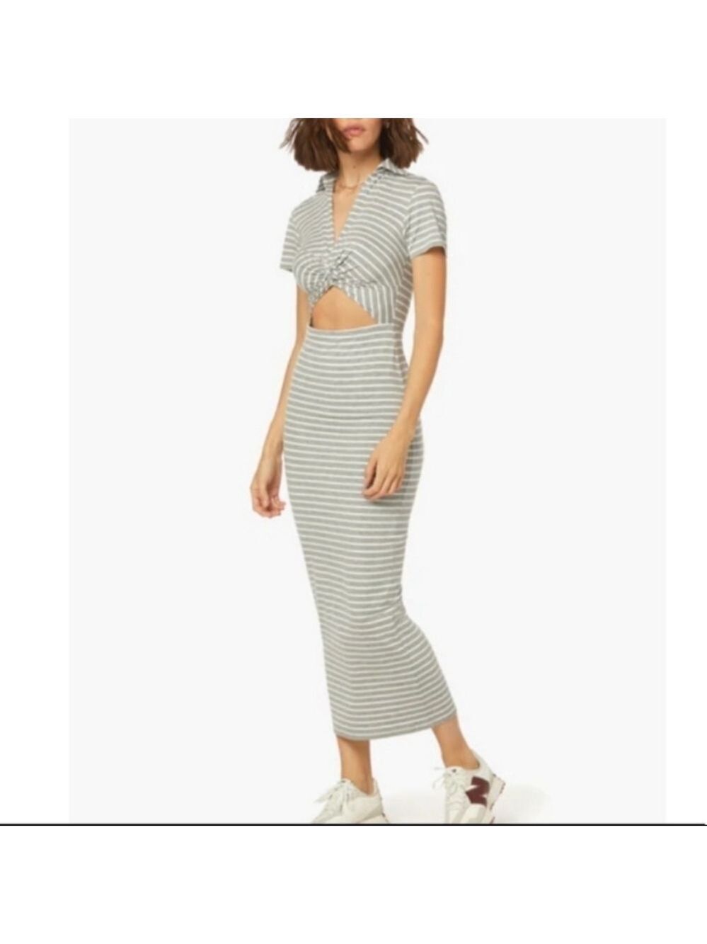 Favorite Daughter Gray & White Striped Maxi Dress